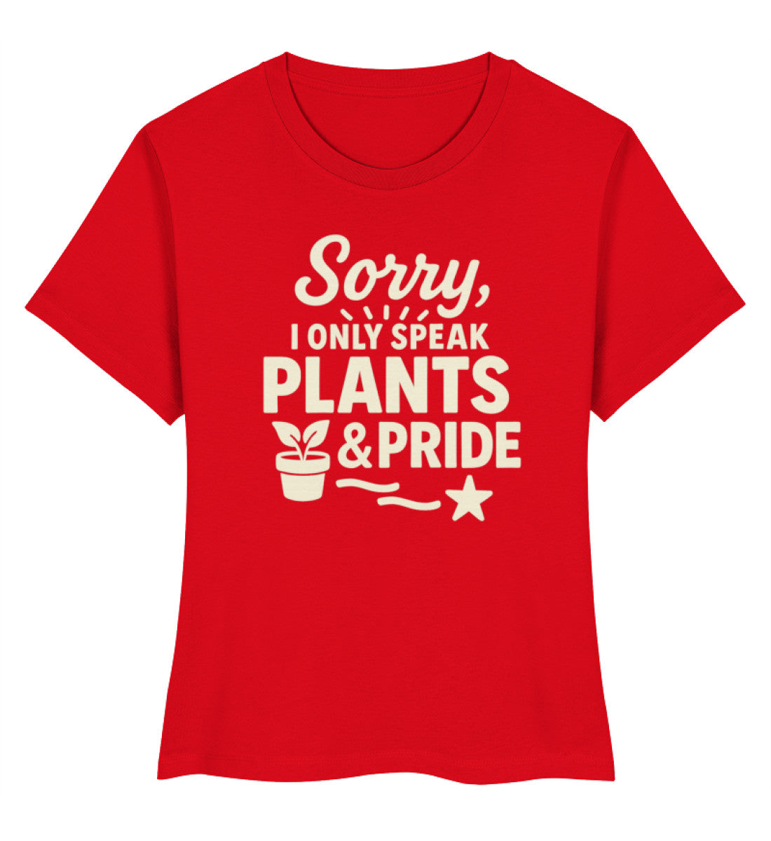 Red Short-Fit T-Shirt – Sorry, I only speak Plants & Pride - Vegayn
