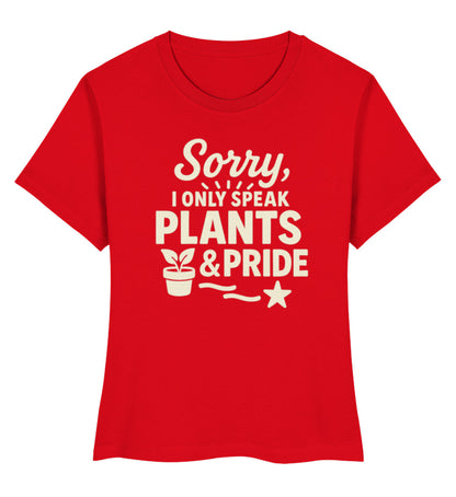 Red Short-Fit T-Shirt – Sorry, I only speak Plants & Pride - Vegayn
