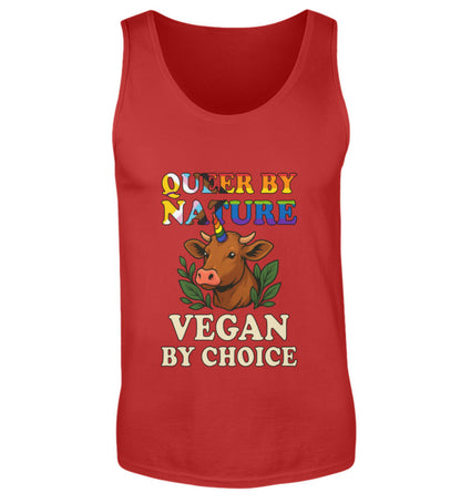Red Tank Top Cow Unicorn – Queer by nature, Vegan by choice - Vegayn