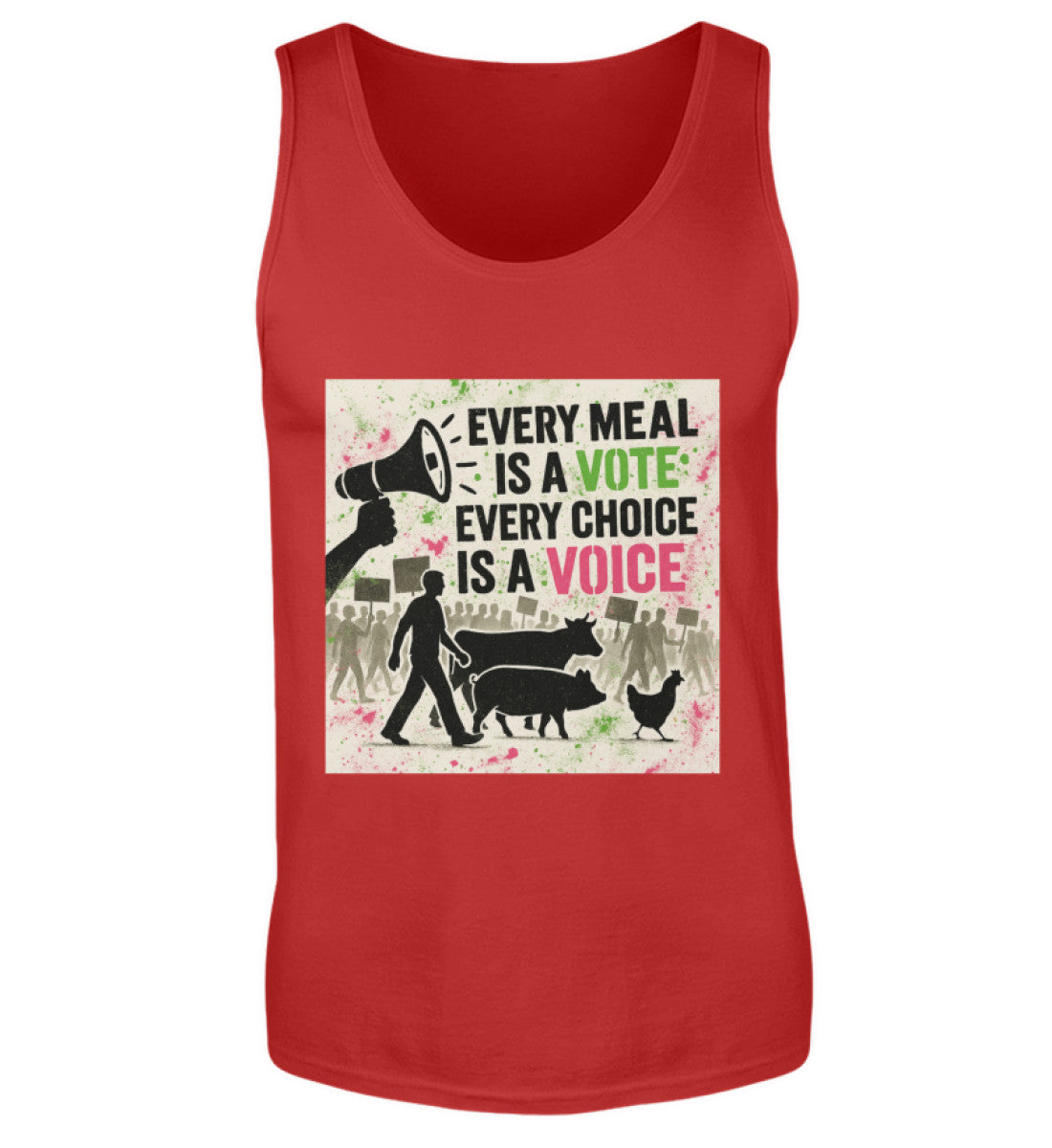 Red Tank Top – Every meal is a vote. Every choice is a voice. - Vegayn