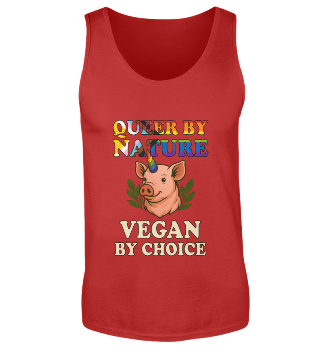 Red Tank Top Pig Unicorn – Queer by nature, Vegan by choice - Vegayn
