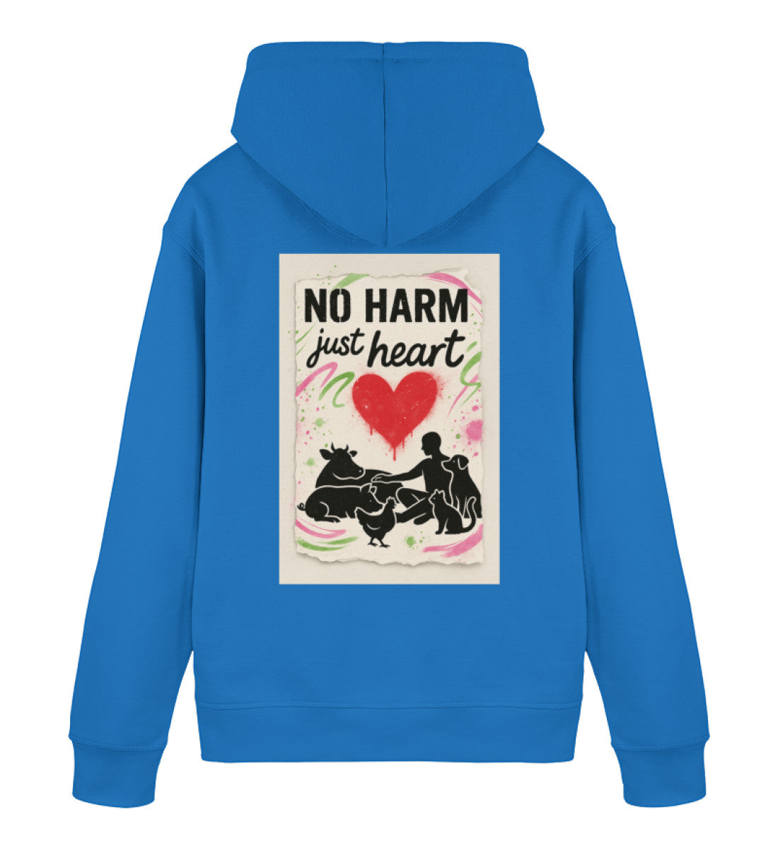 Royal Blue Hoodie – No harm, just heart - Vegayn