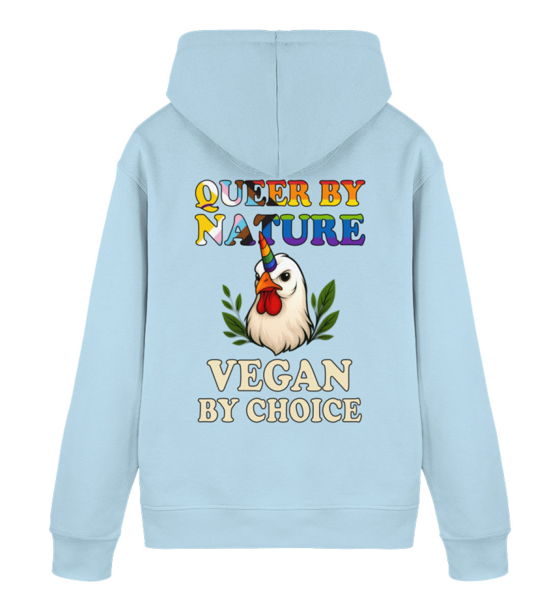 Sky Blue Hoodie Chicken Queercorn – Queer by nature, Vegan by choice - Vegayn