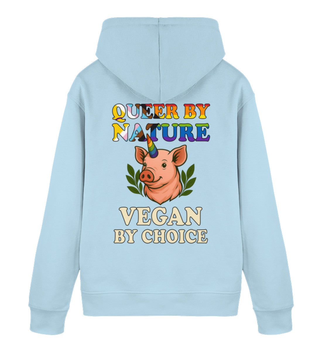 Sky Blue Hoodie Pig Queercorn – Queer by nature, Vegan by choice - Vegayn