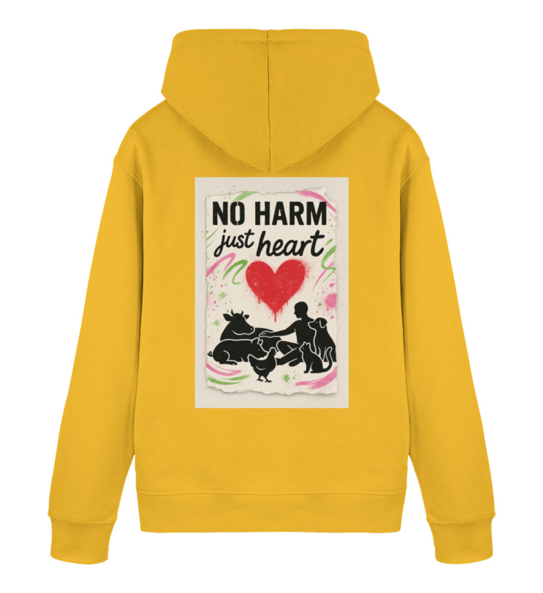 Spectra Yellow Hoodie – No harm, just heart - Vegayn