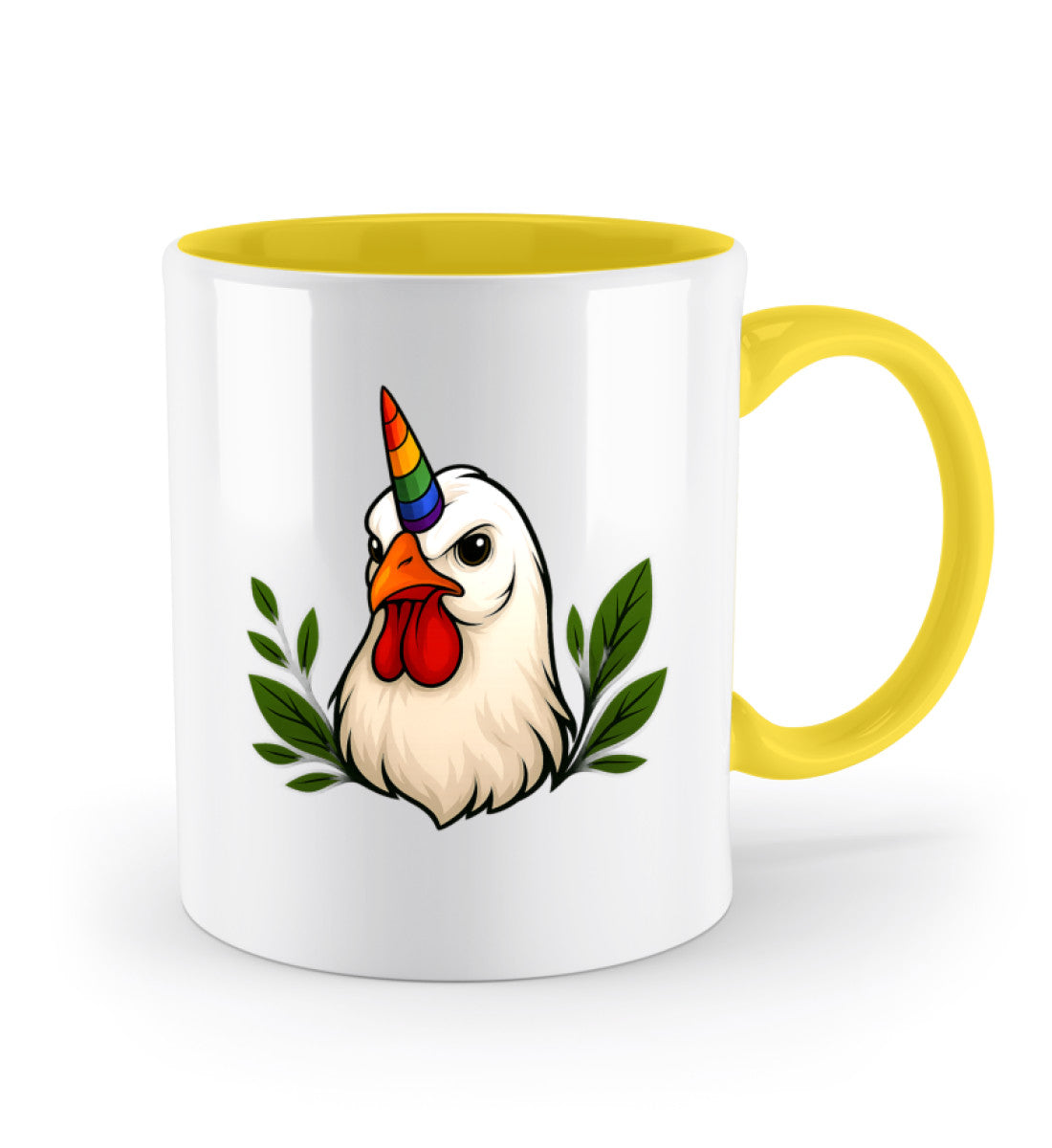Spectra Yellow Two-coloured Mug – Chicken Unicorn - Vegayn