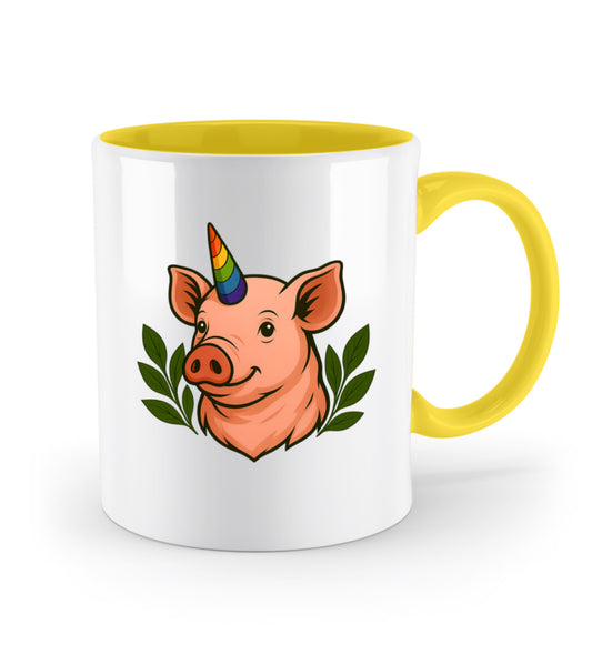 Spectra Yellow Two-coloured Mug – Pig Unicorn - Vegayn