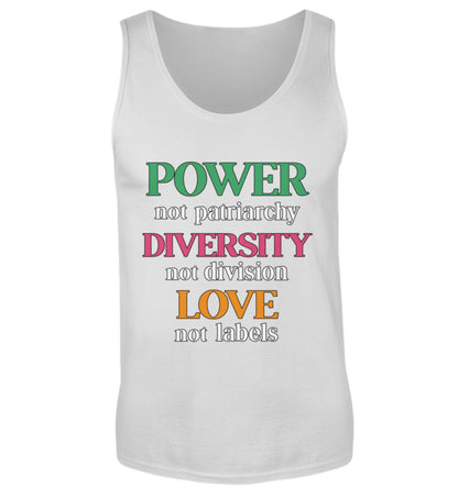 Sport Grey Tank Top – Power, not patriarchy – Diversity, not division – Love, not labels - Vegayn