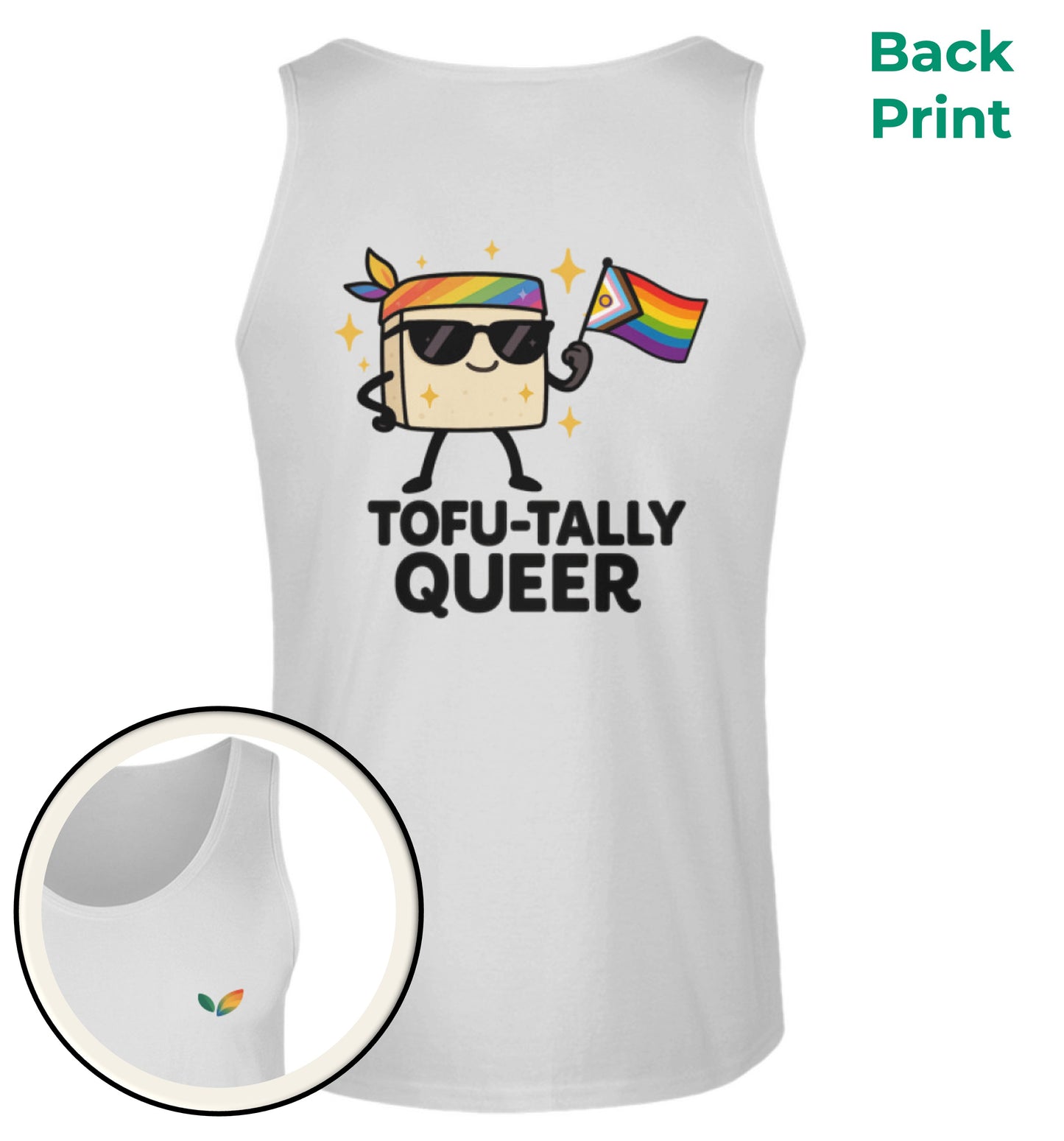Sport Grey Tank Top – Tofu-tally queer with bandana - Vegayn
