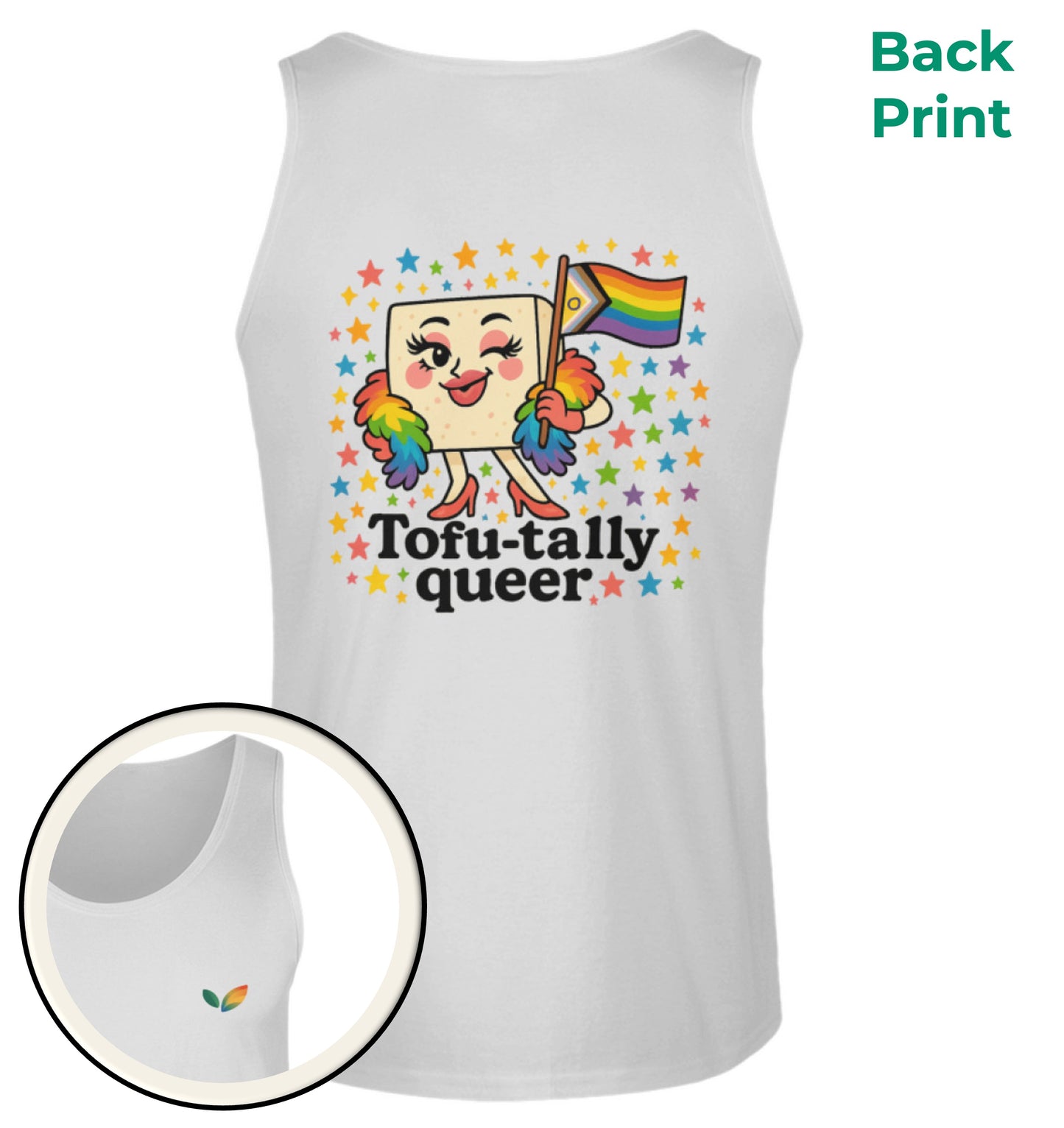 Sport Grey Tank Top – Tofu-tally queer with boa - Vegayn