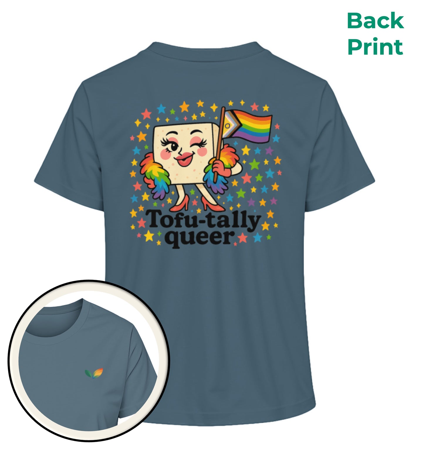 Stargazer Short-Fit T-Shirt – Tofu-tally queer with boa - Vegayn