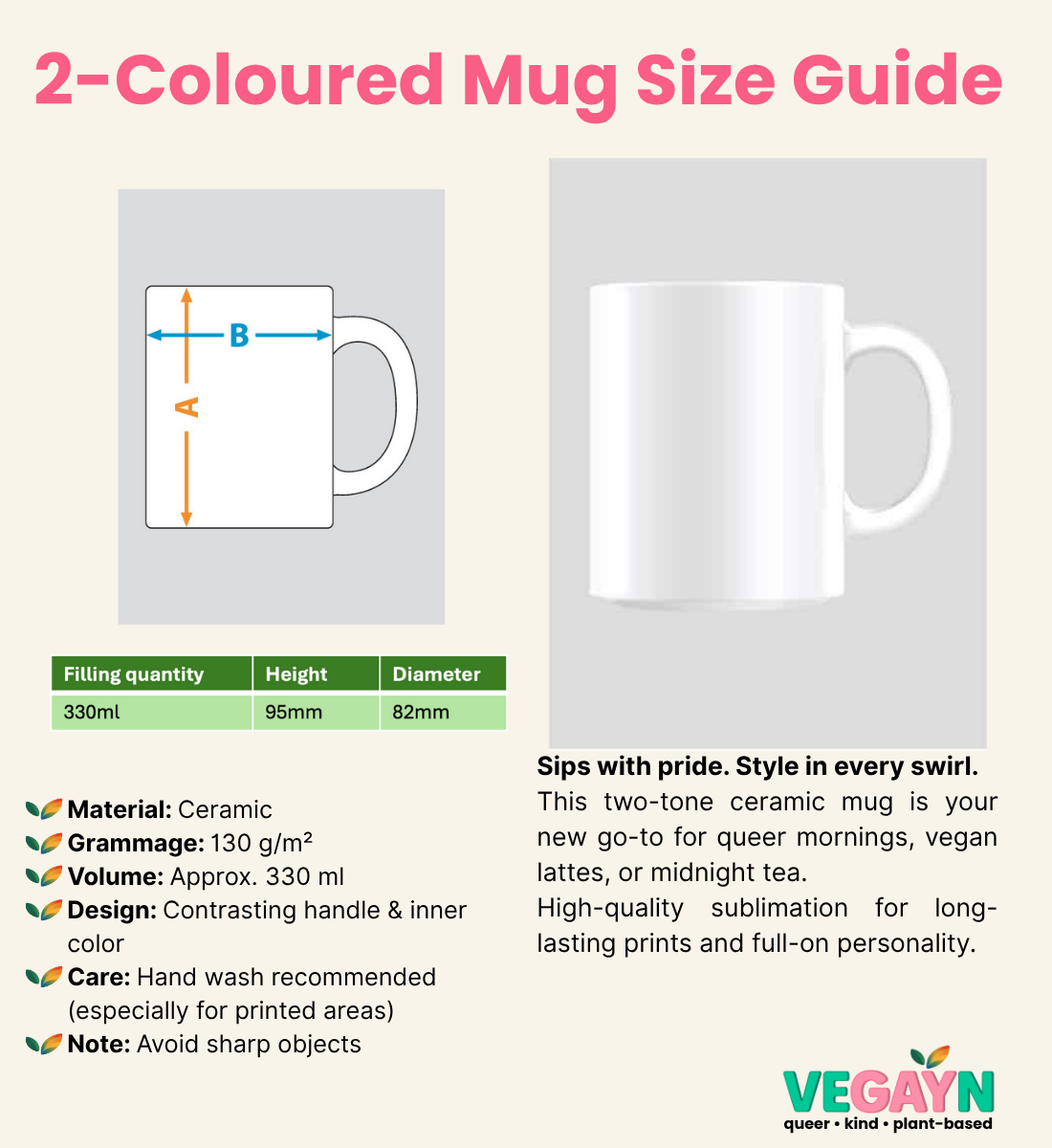 Two-Coloured Mug Size Guide - Vegayn