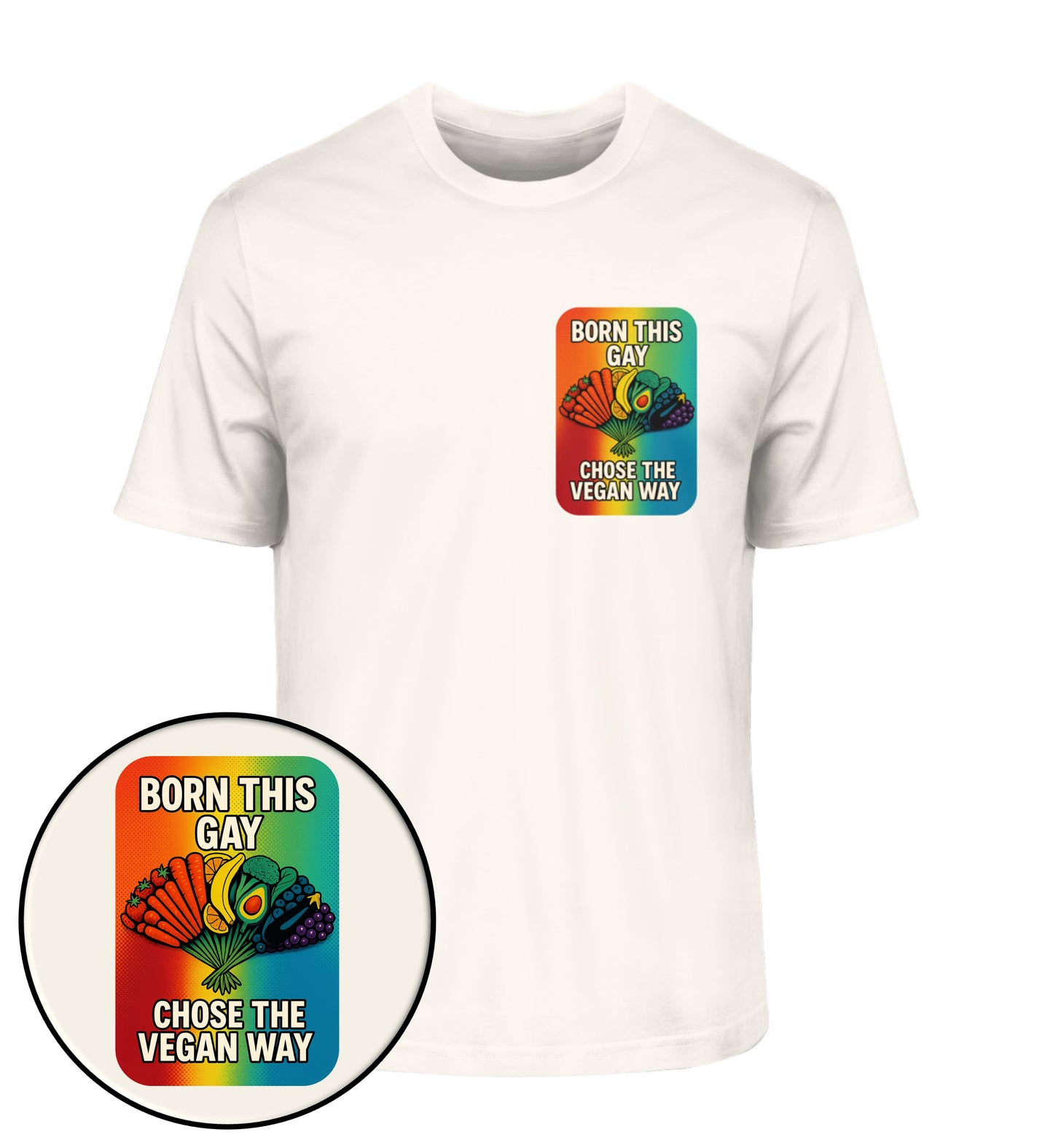Vintage White Classic T-Shirt – Born this gay. Chose the vegan way. - Vegayn