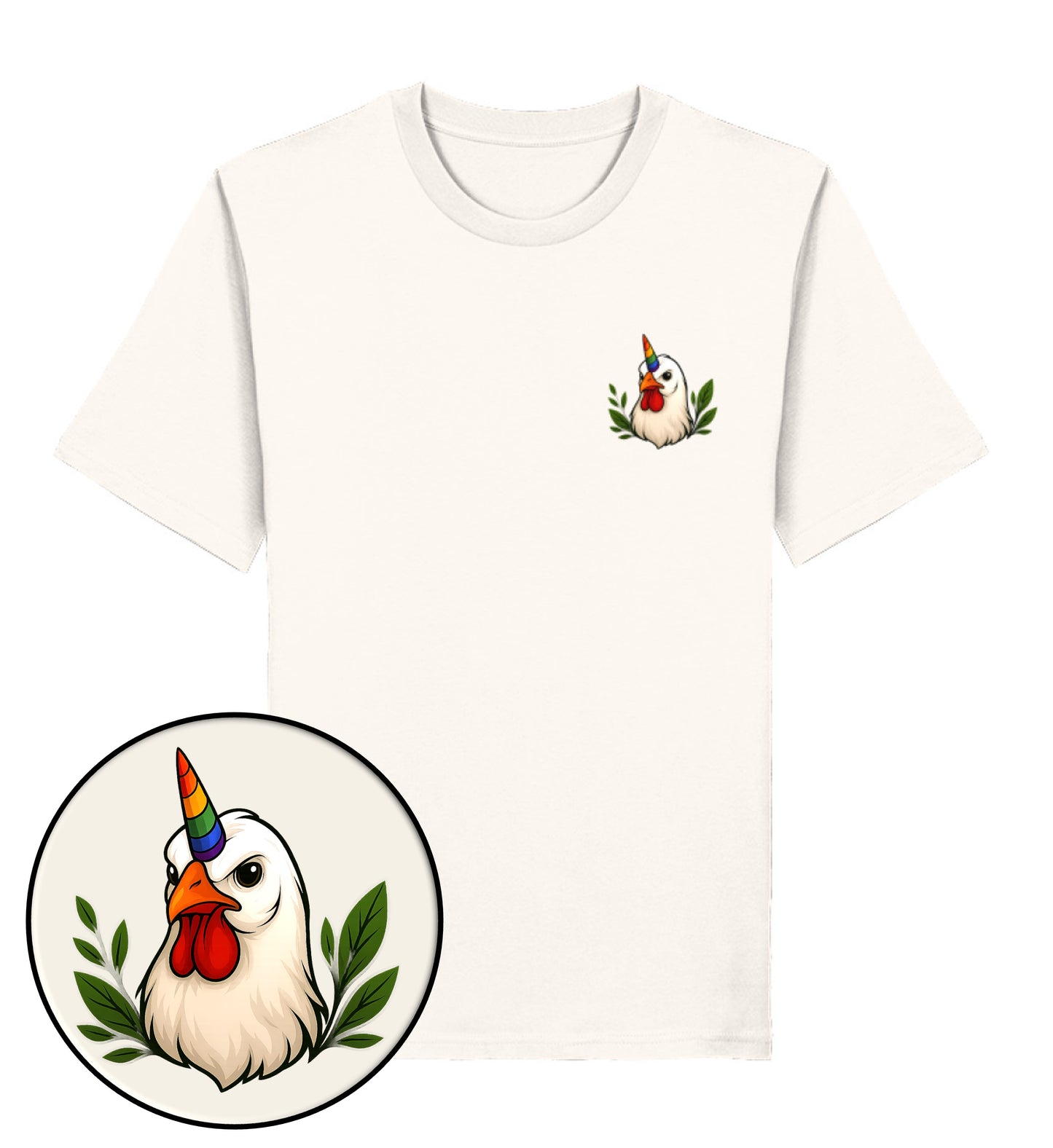Vintage White Classic T-Shirt– Chicken Queercorn - Vegayn