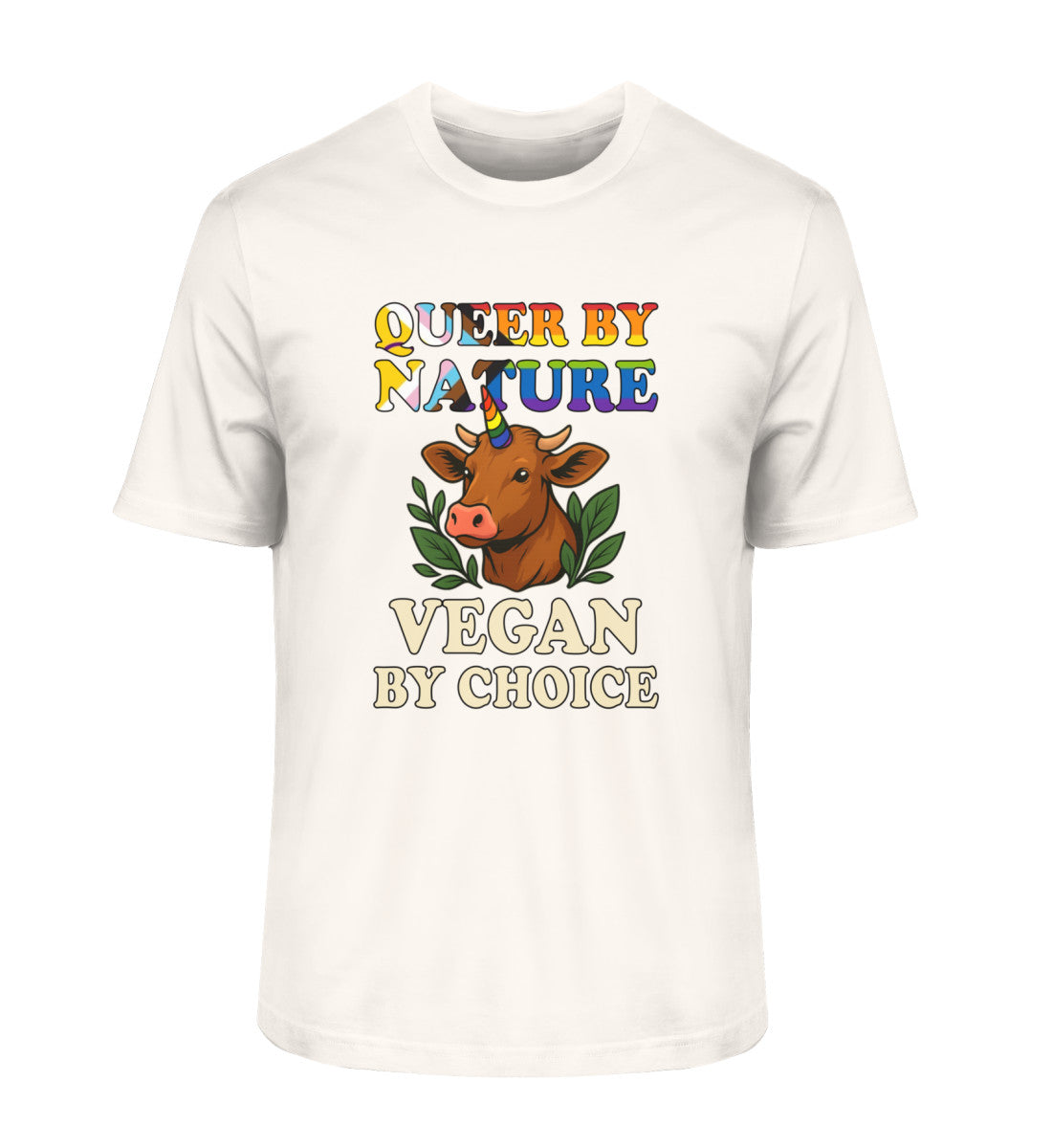 Vintage White Classic T-Shirt Cow Unicorn – Queer by nature, Vegan by choice - Vegayn