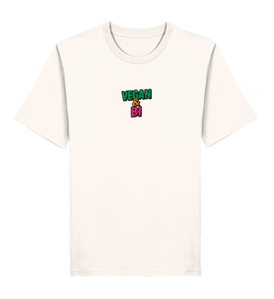Vintage White Classic T-Shirt Embroidery – Vegan & Bi - Vegayn