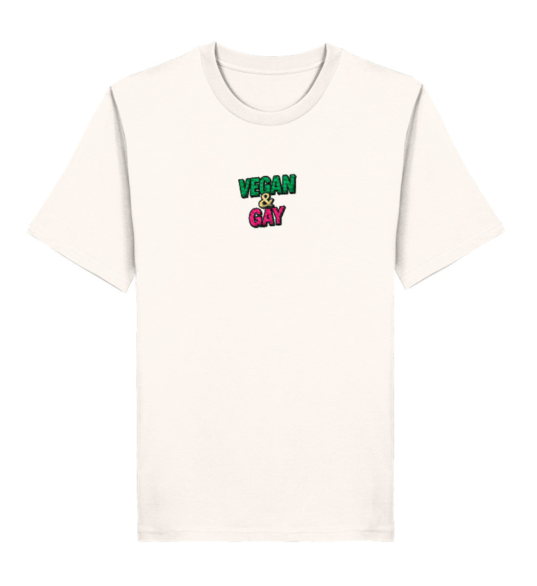 Vintage White Classic T-Shirt Embroidery – Vegan & Gay - Vegayn