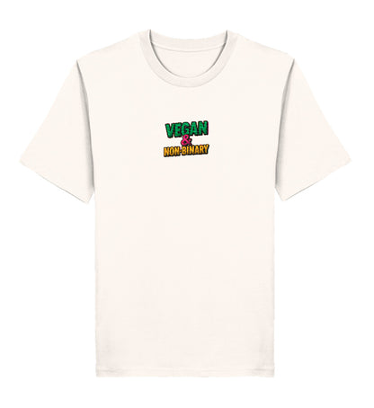 Vintage White Classic T-Shirt Embroidery – Vegan & Non-Binary - Vegayn