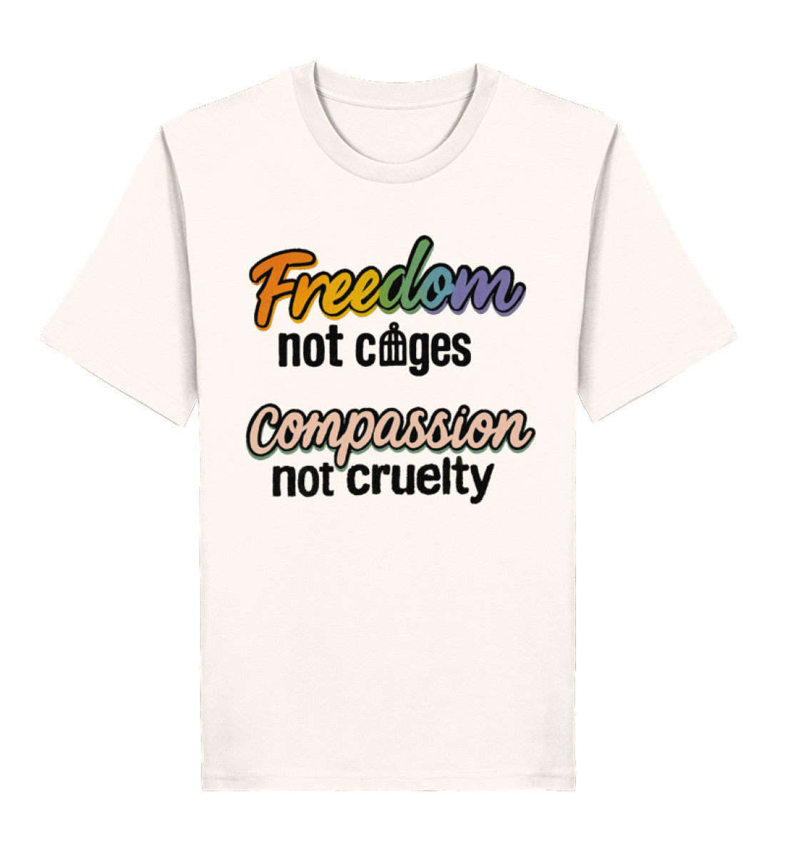 Vintage White Classic T-Shirt – Freedom, not cages – Compassion, not cruelty - Vegayn