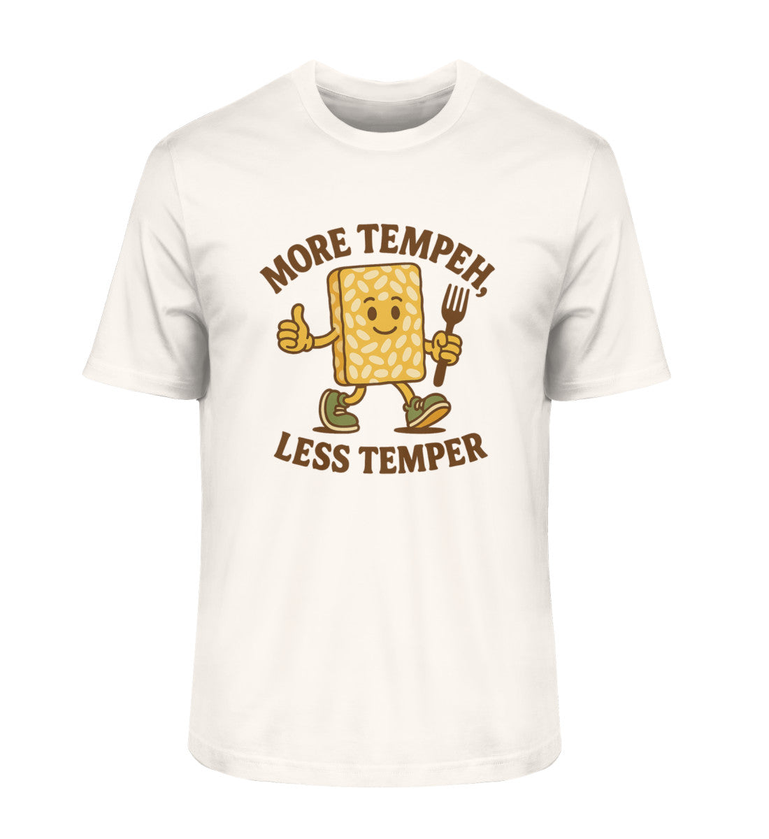 Vintage White Classic T-Shirt – More tempeh, less temper - Vegayn
