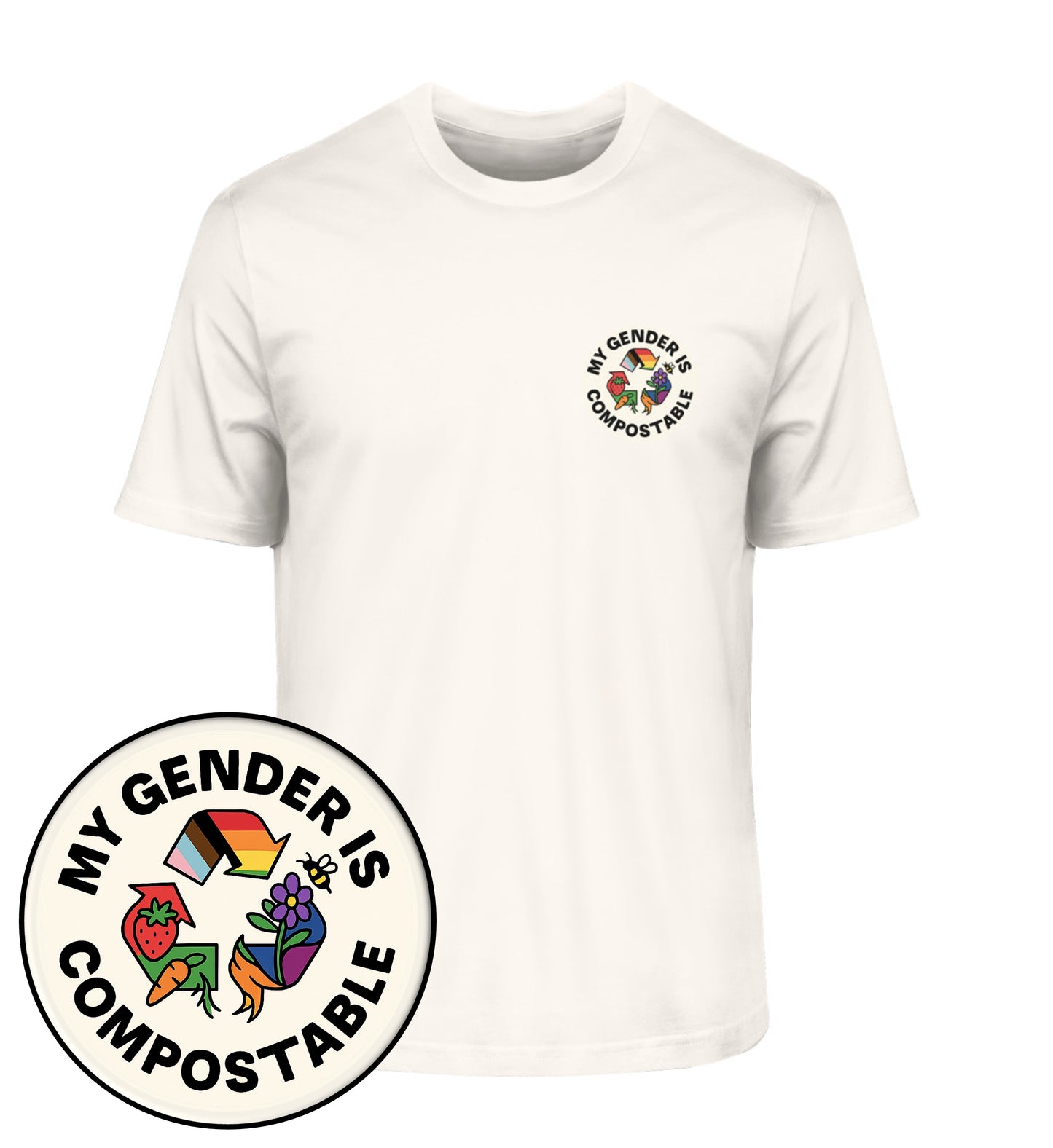 Vintage White Classic T-Shirt – My gender is compostable - Vegayn