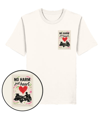 Vintage White Classic T-Shirt – No harm, just heart - Vegayn