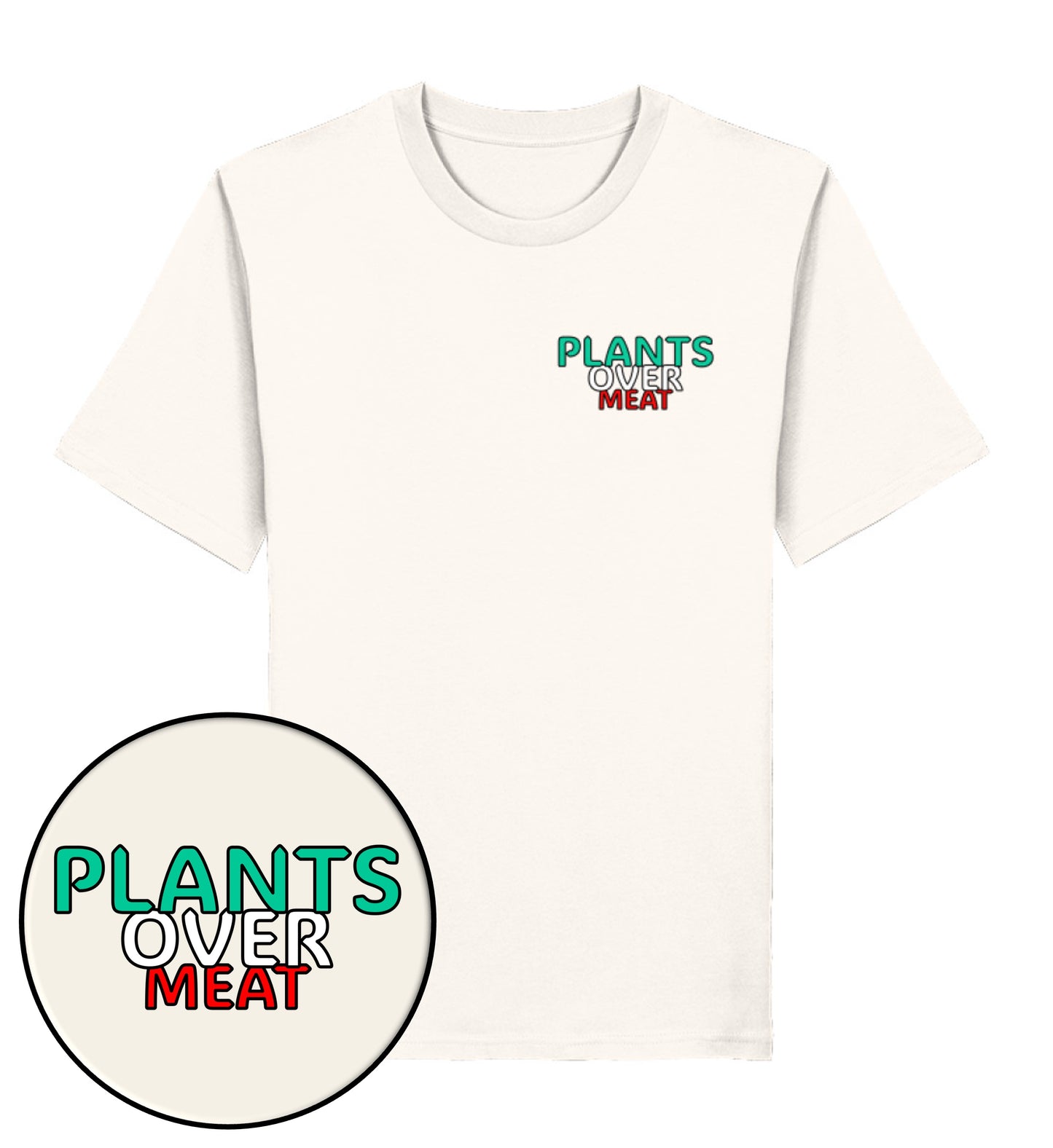 Vintage White Classic T-Shirt – Plants over meat - Vegayn