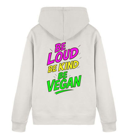 Vintage White Hoodie – Be loud, be kind, be vegan - Vegayn