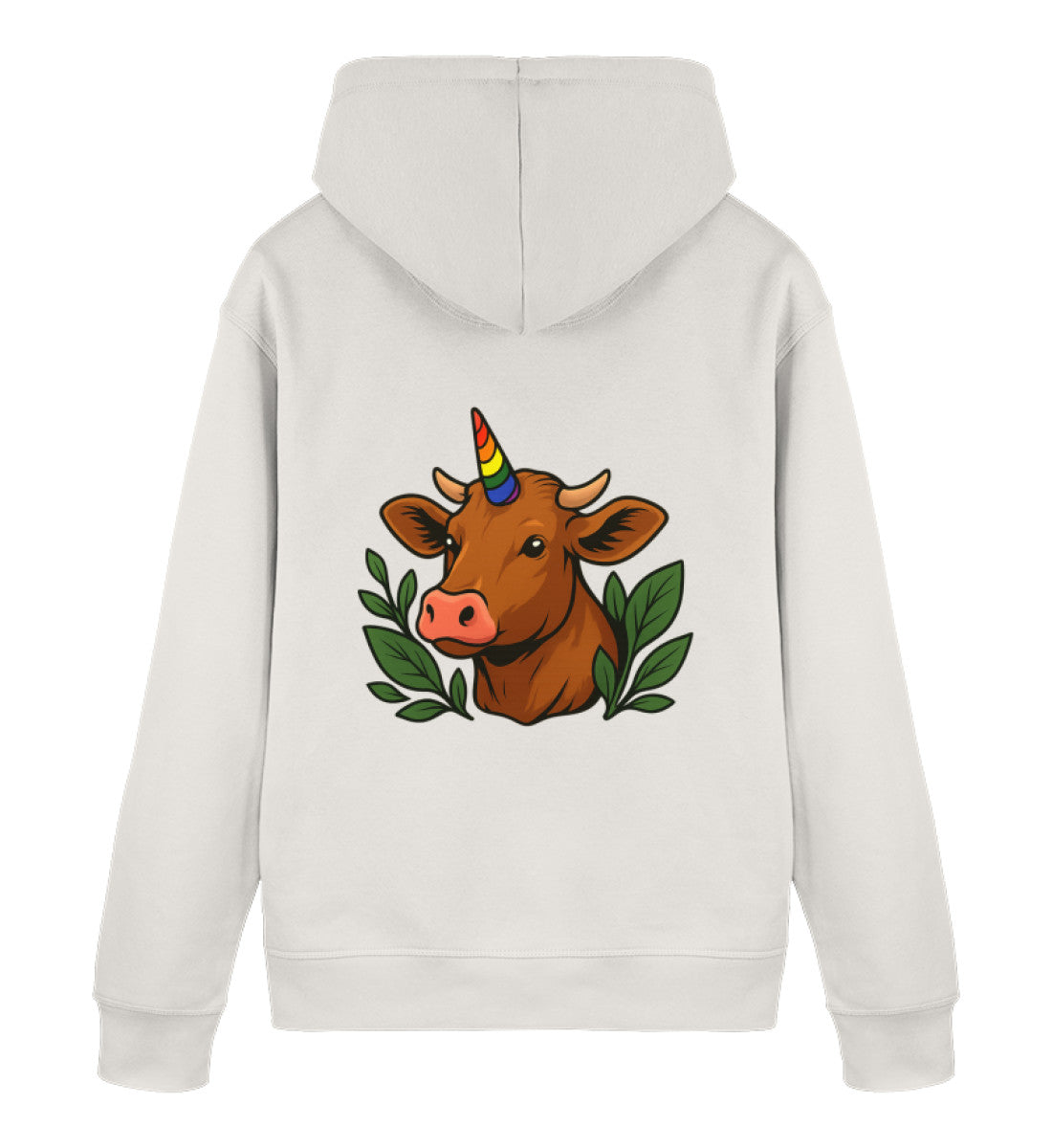 Vintage White Hoodie – Cow Queercorn - Vegayn