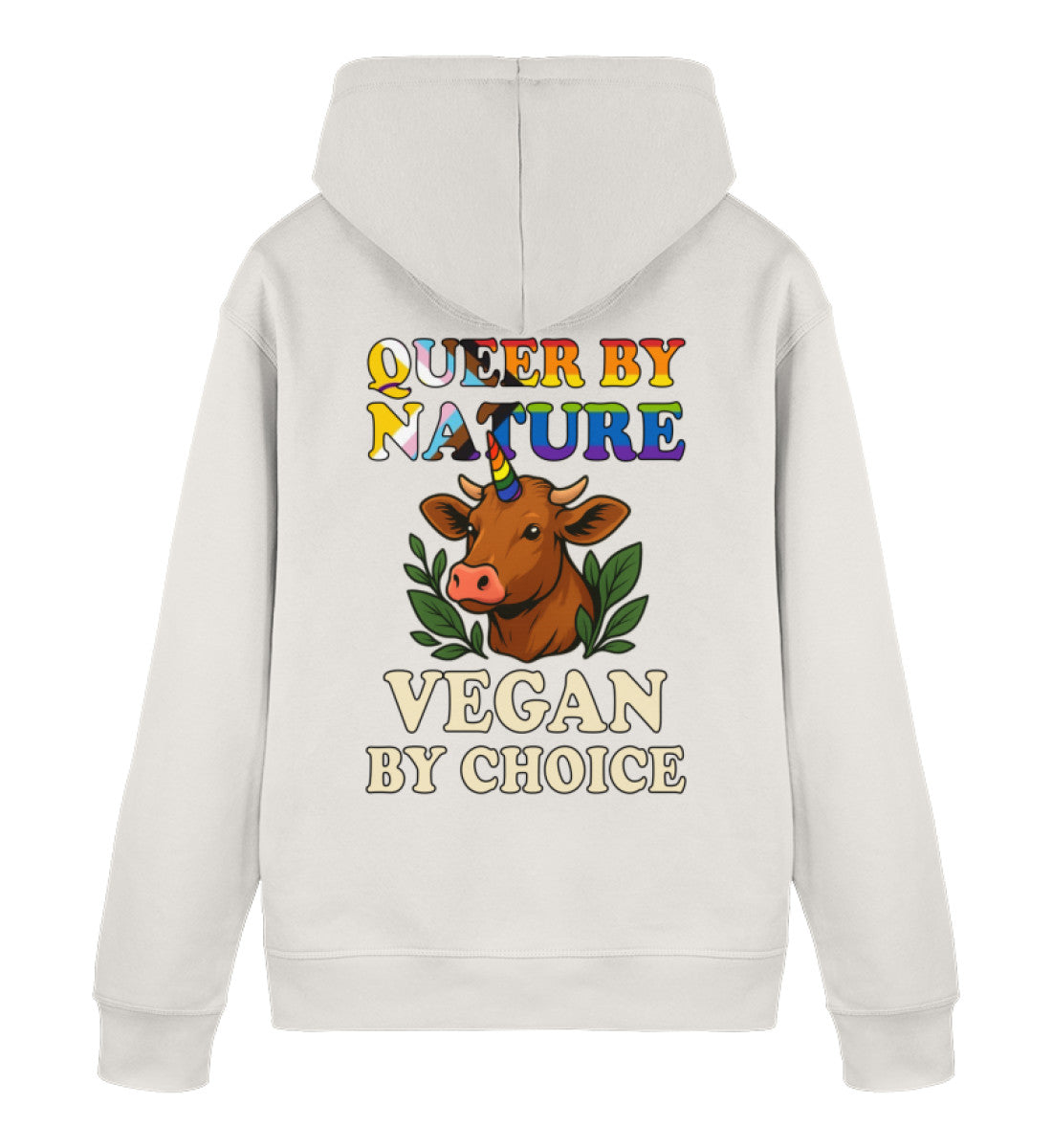 Vintage White Hoodie Cow Queercorn – Queer by nature, Vegan by choice - Vegayn