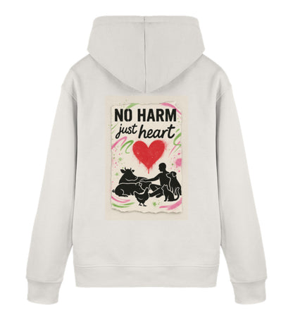 Vintage White Hoodie – No harm, just heart - Vegayn
