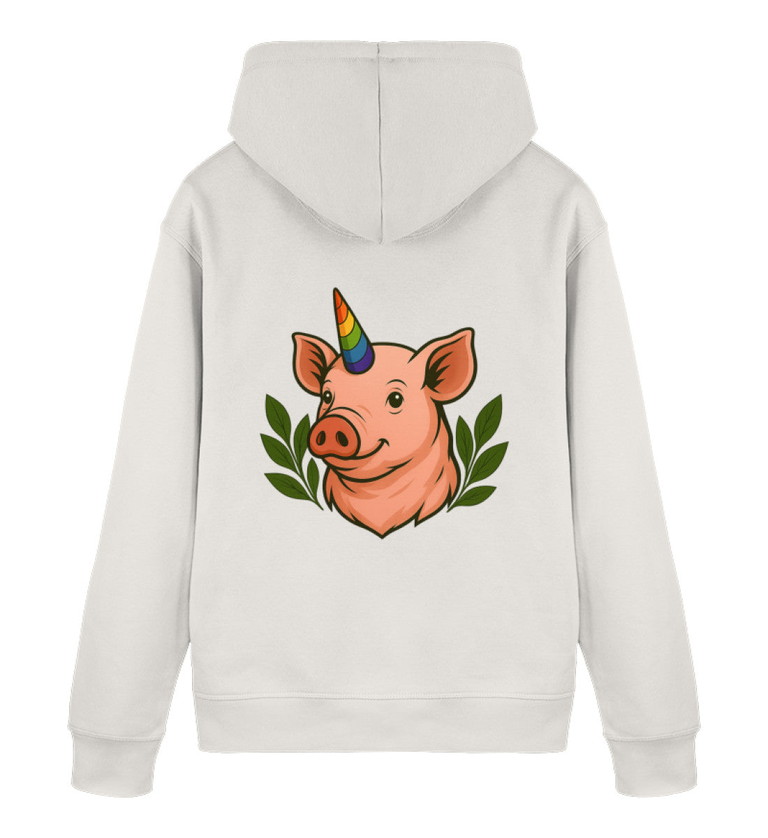 Vintage White Hoodie – Pig Queercorn - Vegayn