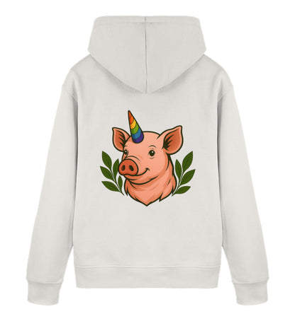 Vintage White Hoodie – Pig Queercorn - Vegayn