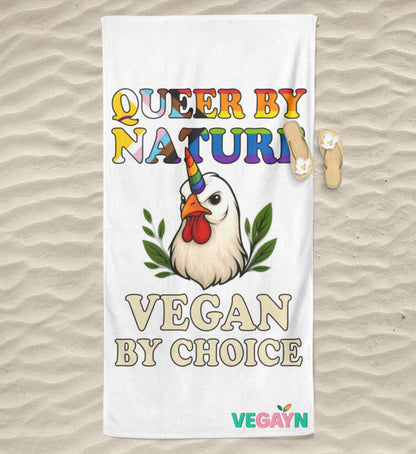 White Beach Towel Chicken Unicorn – Queer by nature, Vegan by choice - Vegayn