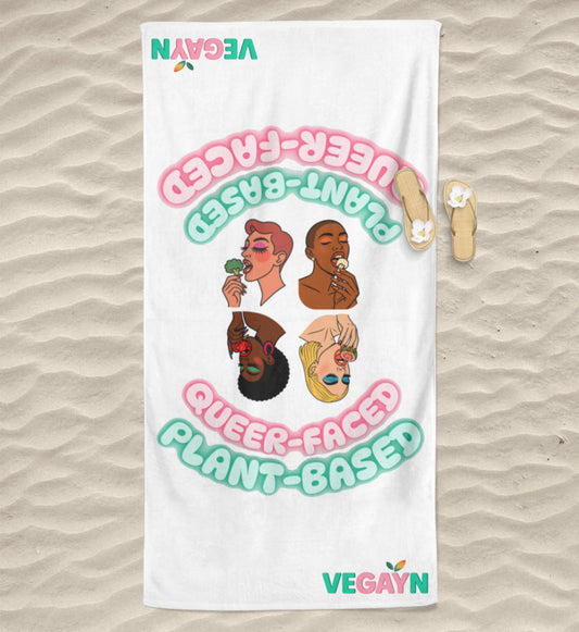 White Beach Towel – Plant-based, Queer-faced - Vegayn