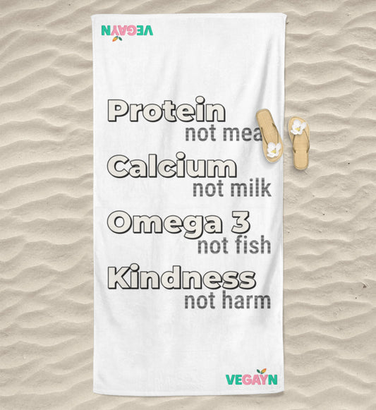White Beach Towel – Protein, not meat... - Vegayn