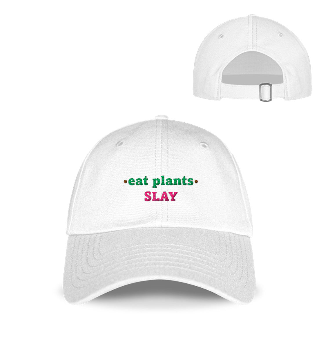 White Cap Embroidery – Eat plants. Slay - Vegayn