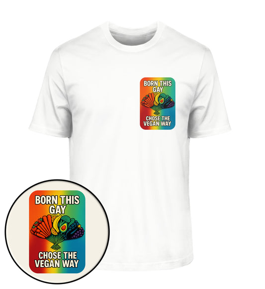 White Classic T-Shirt – Born this gay. Chose the vegan way. - Vegayn
