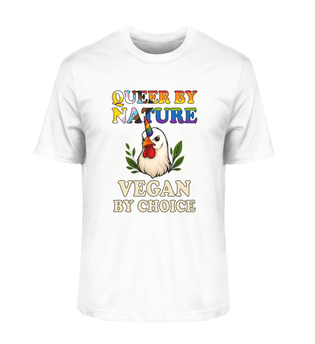 White Classic T-Shirt Chicken Unicorn – Queer by nature, Vegan by choice - Vegayn