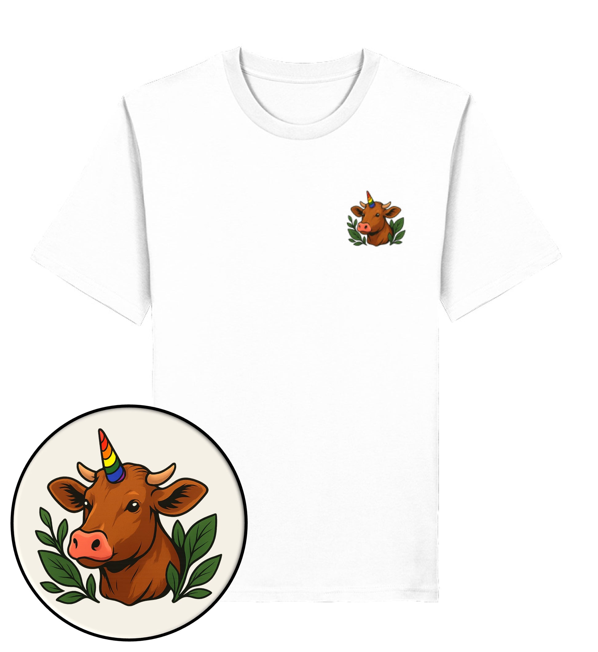 White Classic T-Shirt – Cow Queercorn - Vegayn