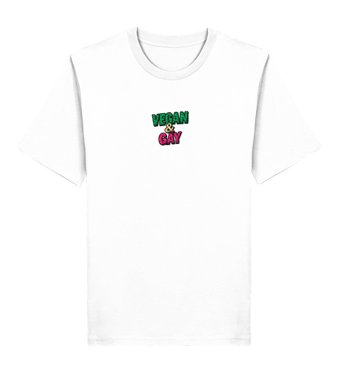White Classic T-Shirt Embroidery – Vegan & Gay - Vegayn