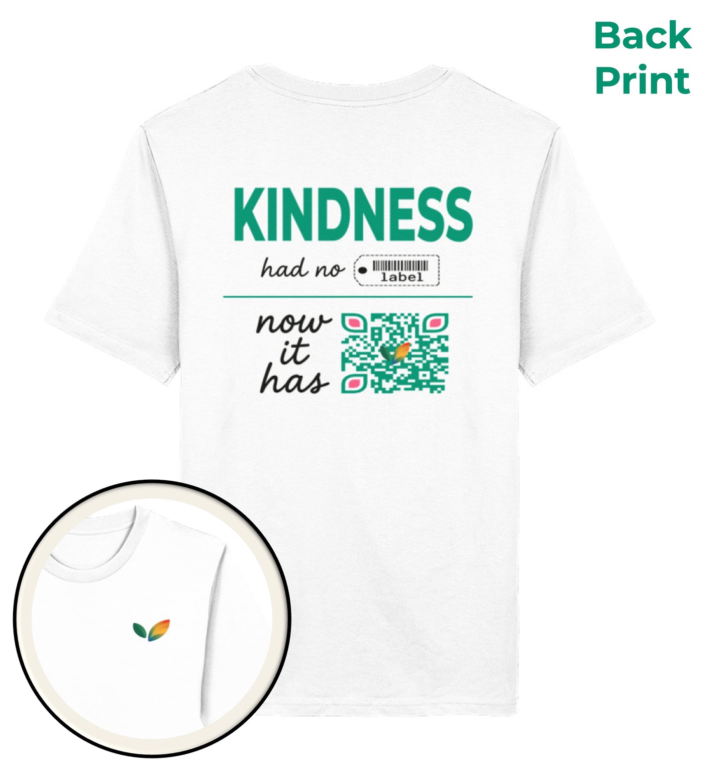White Classic T-Shirt – Kindness had no label. Now it has - Vegayn