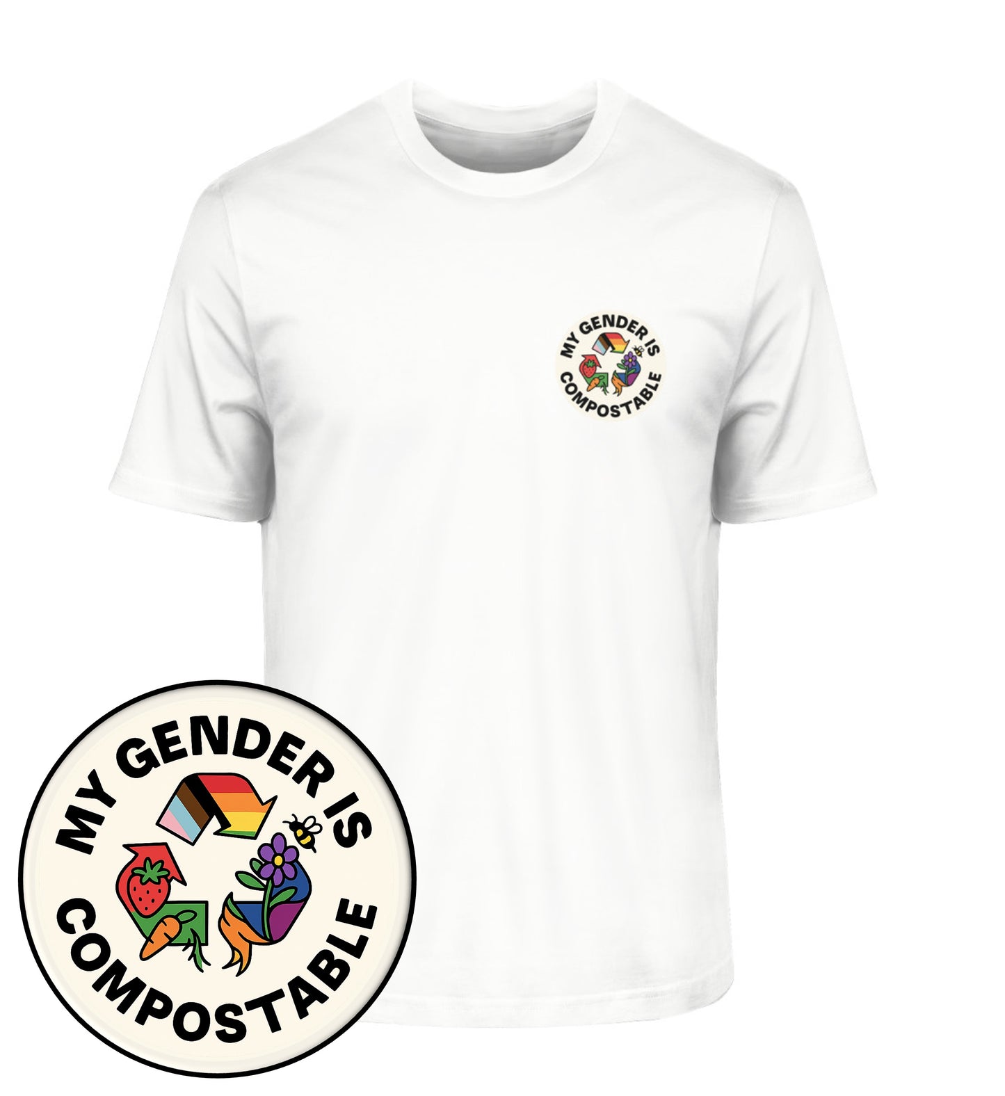 White Classic T-Shirt – My gender is compostable - Vegayn