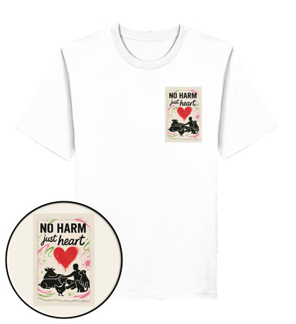 White Classic T-Shirt – No harm, just heart - Vegayn