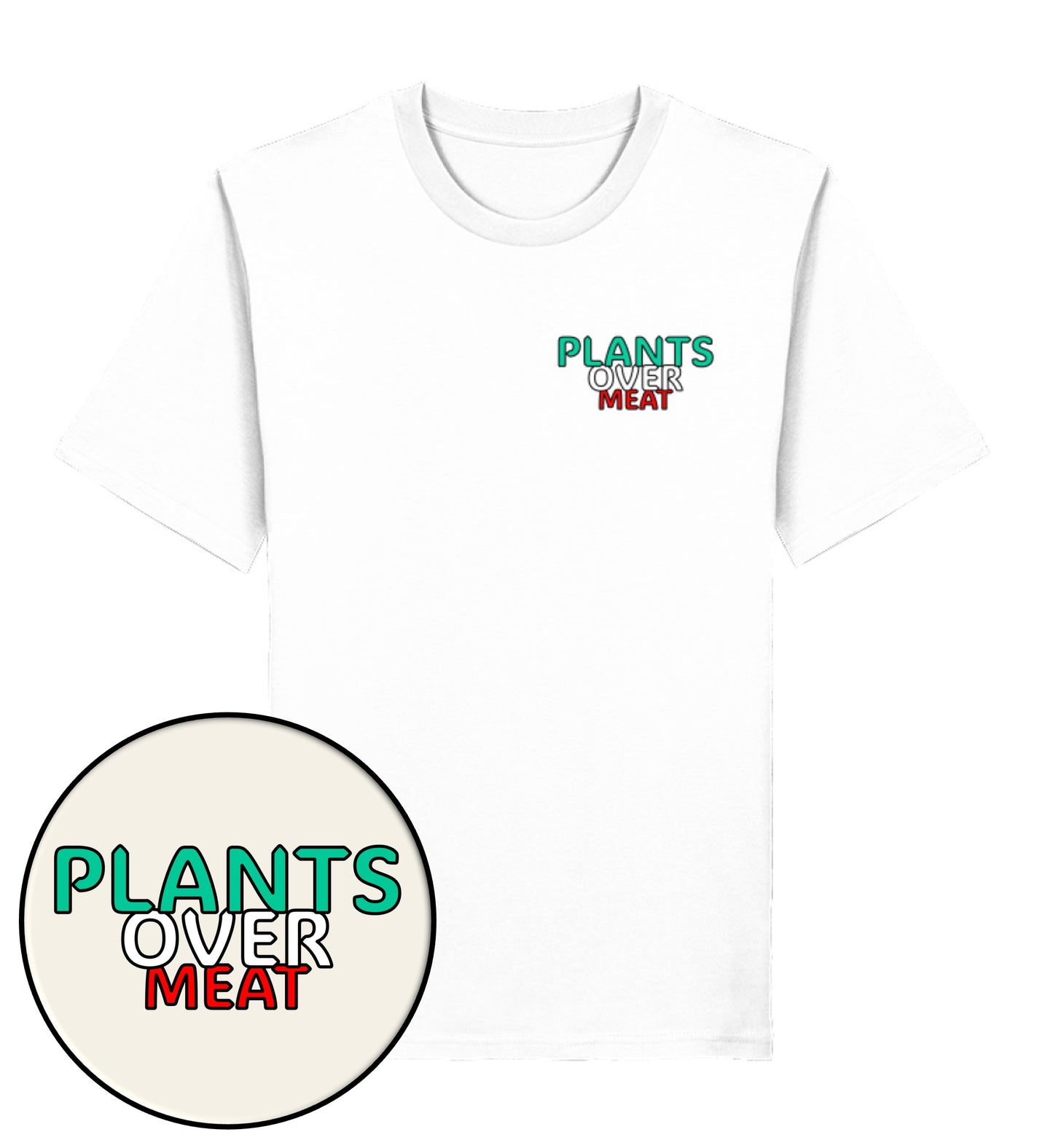 White Classic T-Shirt – Plants over meat - Vegayn