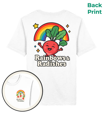 White Classic_T-Shirt Rainbows Radishes - Vegayn
