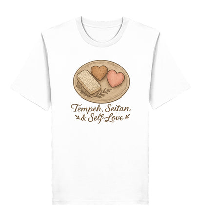 White Classic T-Shirt – Tempeh, seitan & self-love - Vegayn