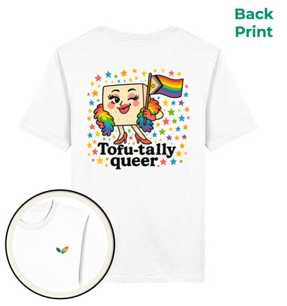 White Classic T-Shirt – Tofu-tally queer with boa - Vegayn