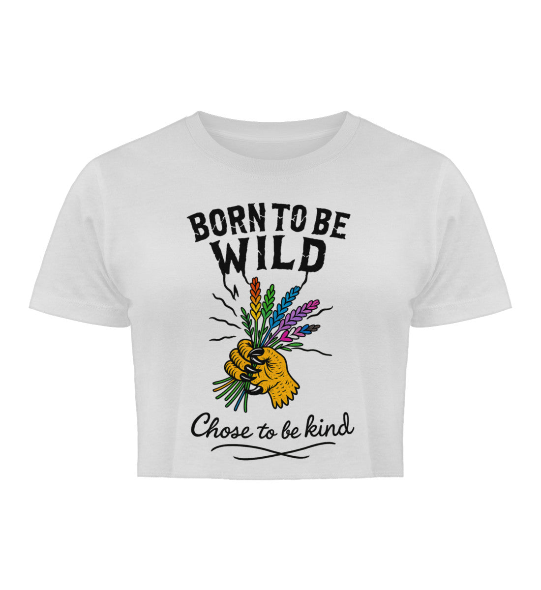 White Cropped T-Shirt – Born to be wild. Chose to be kind. - Vegayn