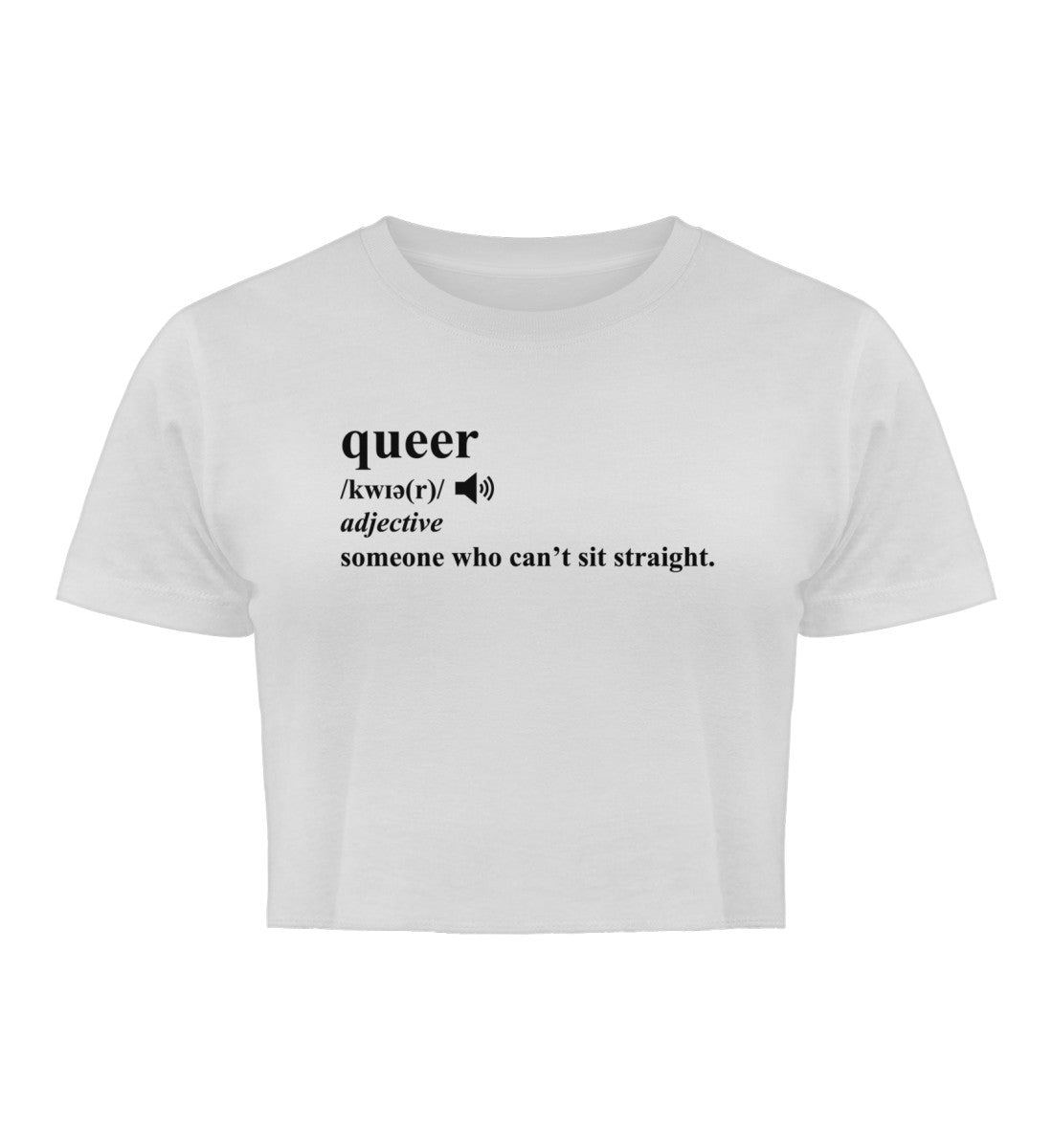 White Cropped T-Shirt – Dictionary Queer - Vegayn